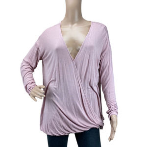 Jessica Simpson Women's Nursing Pink Ribbed Long Sleeve Maternity Top Size M